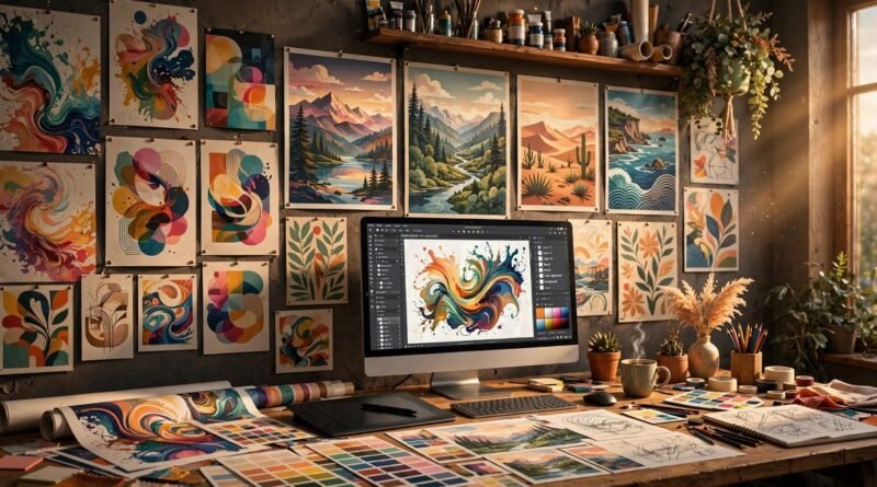 AI generated poster artwork created with a free AI poster workflow