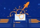 Backlink booster: rocket launching from laptop with link network