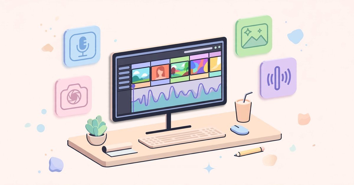AI tools for video, image and audio creation on an editing workspace