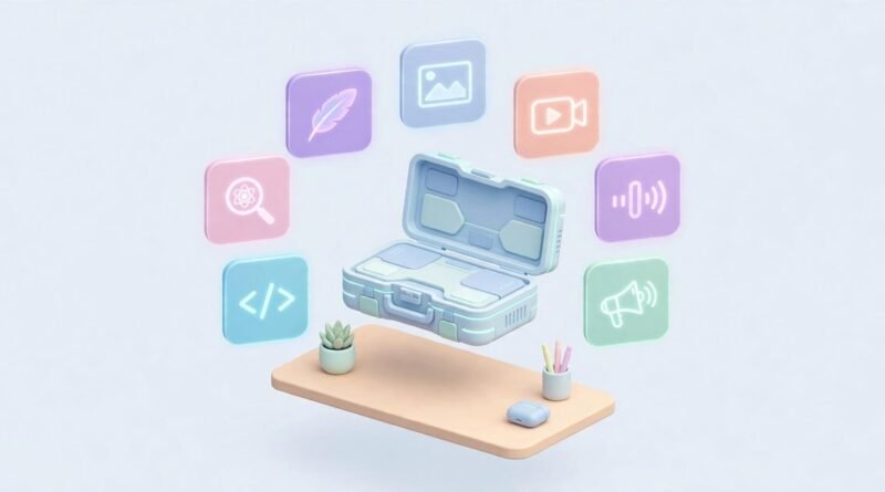 Best AI tools organized by category on a digital workspace
