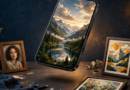 Best ai image generator app comparison showing AI generated artworks in different styles on a phone and framed prints