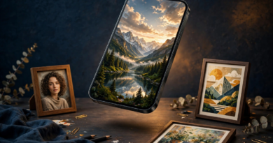 Best ai image generator app comparison showing AI generated artworks in different styles on a phone and framed prints