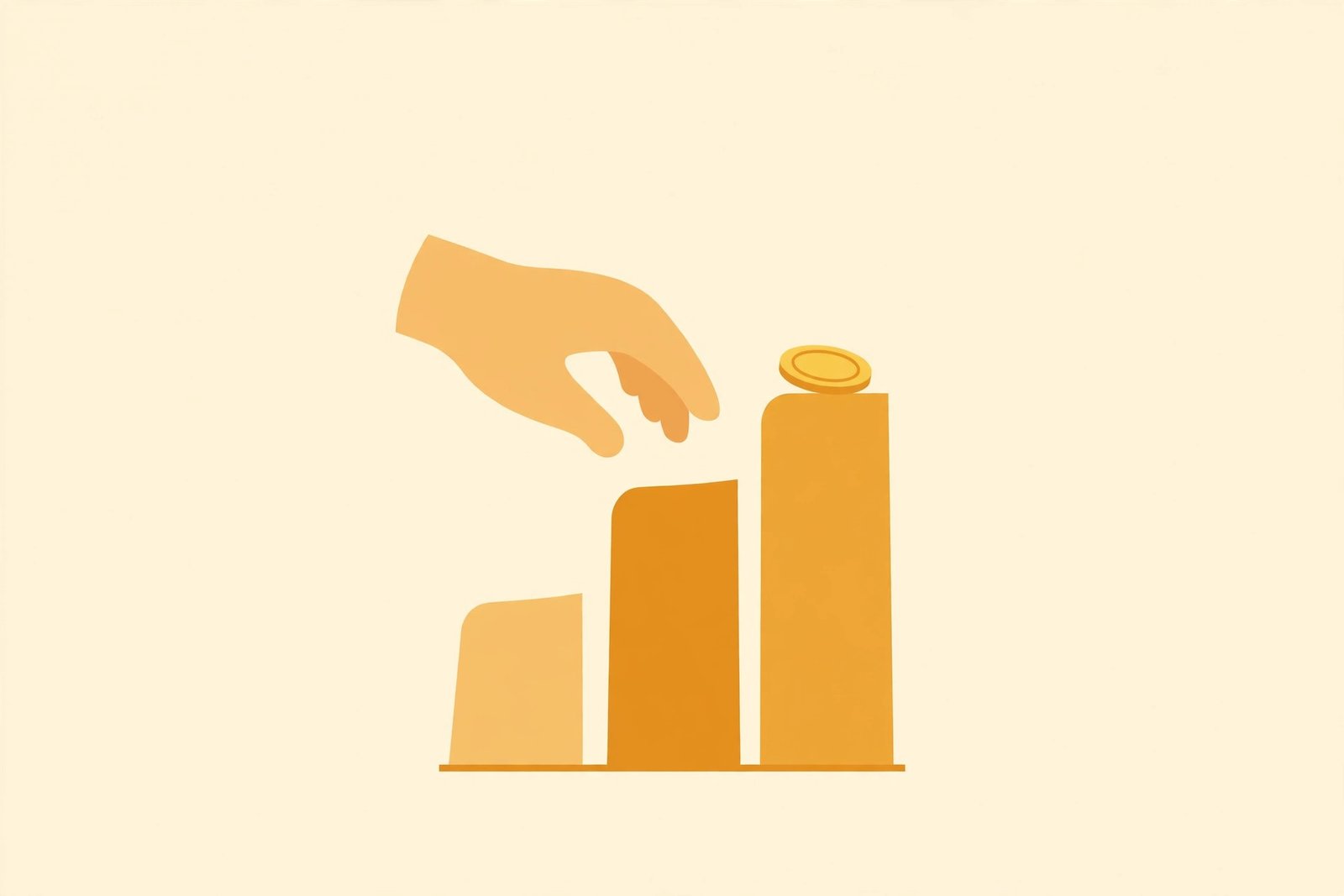 How much do niche edits cost: flat vector illustration of a hand placing a coin on a rising chart, representing link building costs