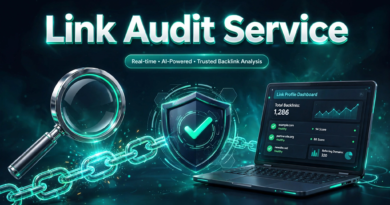 Link audit service analyzing a backlink profile dashboard